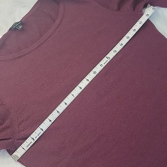 TALBOTS Burgundy Pure Merino Wool Three Quarter Slit Sleeve Boatneck Sweater L - Picture 7 of 9